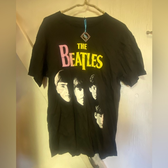 The Beatles black short sleeve cotton tshirt ladies graphic print medium top - Picture 2 of 5